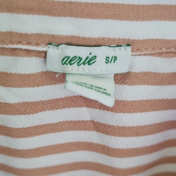 Aerie Striped Button Down Shirt - Pink and White Size S/P - Picture 2 of 7